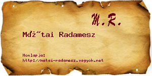 Mátai Radamesz névjegykártya